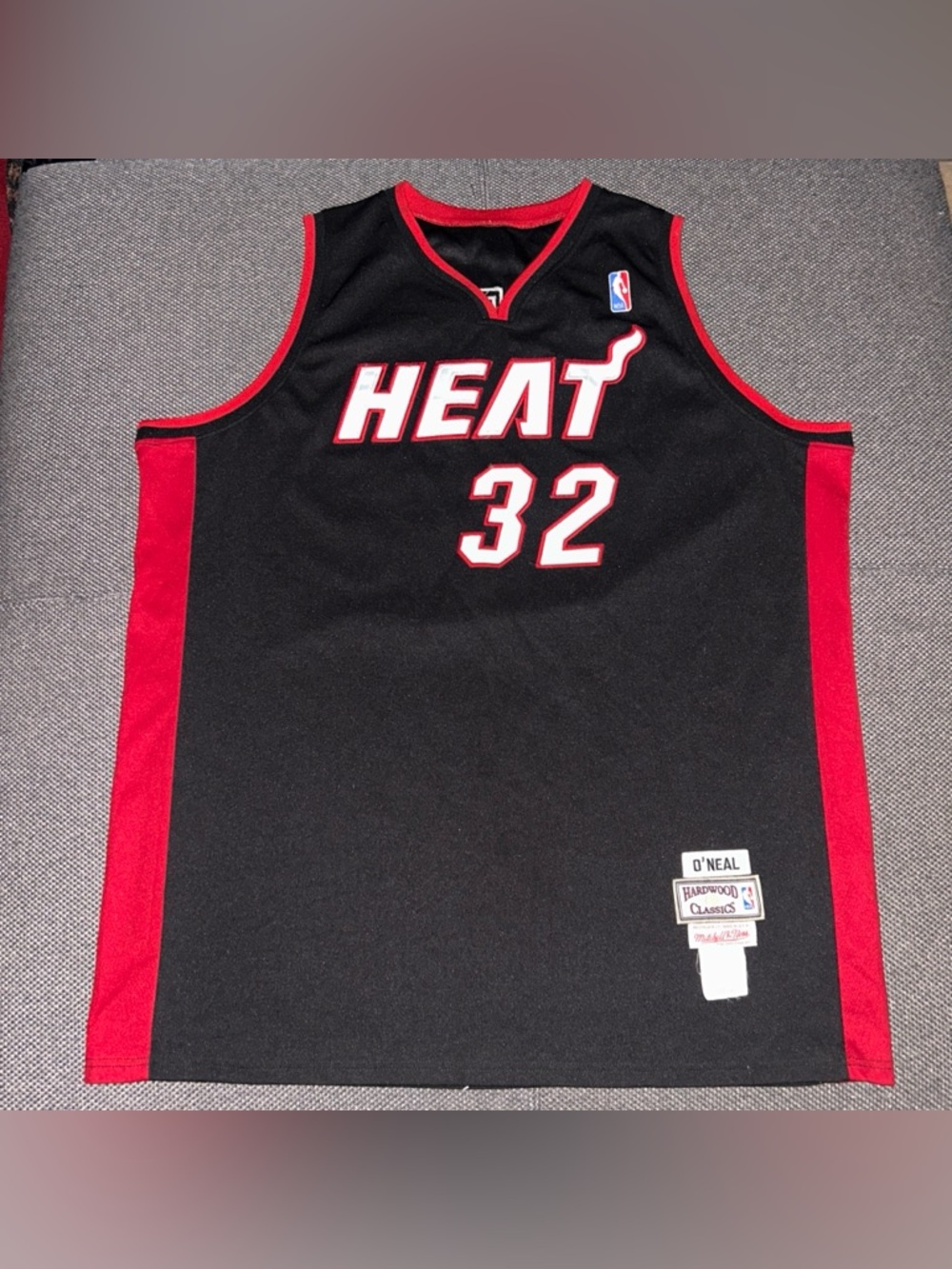 Rare Y2K Miami Heat #32 O'Neal Black & Red Hardwood Classics Jersey